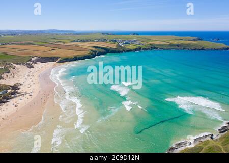 Luftaufnahme von Crantock Bay, Newquay, England Stockfoto