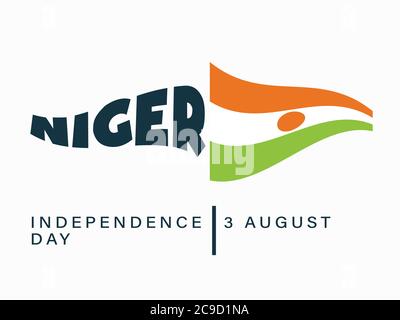 Happy Independence Day Niger, 3. August, Flag-Effekt-Poster, flache Illustration, Vektor Stock Vektor