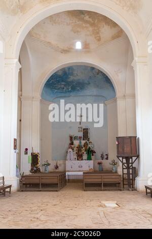 Mision Satevo Interior, in der Nähe von Batopilas, Copper Canyon, Chihuahua, Mexiko. Erbaut von Jesuiten, 1760-64. Stockfoto