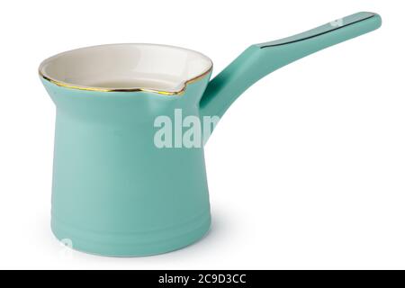 Keramik-türkin oder Milchkännchen isoliert auf weiß Stockfoto