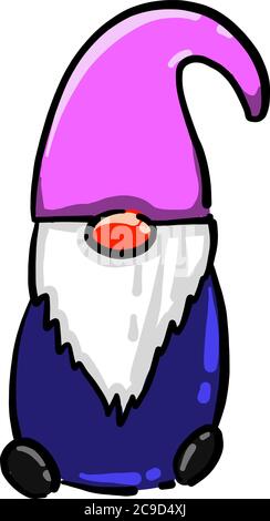 GNOME mit niedlichem Hut, Illustration, Vektor auf weißem Hintergrund Stock Vektor