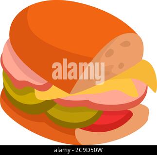 Hausgemachtes Sandwich, Illustration, Vektor auf weißem Hintergrund Stock Vektor