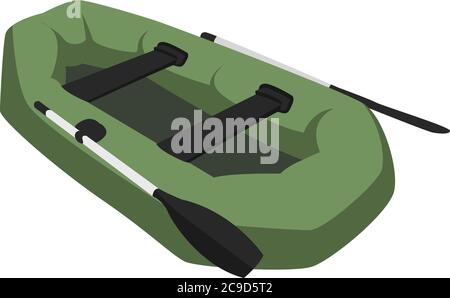 Grünes Boot, Illustration, Vektor auf weißem Hintergrund Stock Vektor