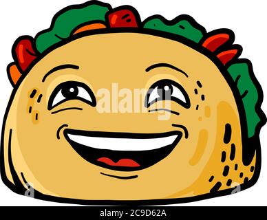 Happy Taco, Illustration, Vektor auf weißem Hintergrund Stock Vektor