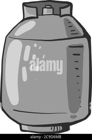 Graue Gasflasche, Abbildung, Vektor auf weißem Hintergrund Stock Vektor