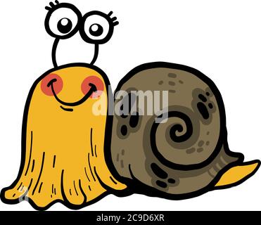 Glückliche Schnecke, Illustration, Vektor auf weißem Hintergrund Stock Vektor