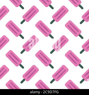 Süßes rosa Eis, nahtloses Muster auf weißem Hintergrund. Stock Vektor