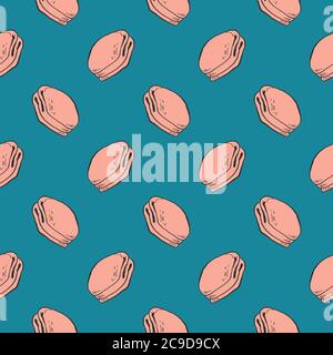 Rosa Handtuch, nahtlose Muster auf blauem Hintergrund. Stock Vektor