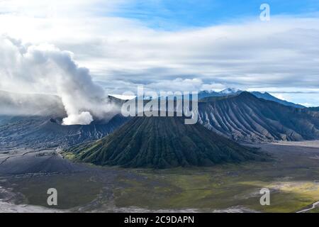 Blick auf den Mount Bromo und den Tengger Semeru National Park Stockfoto