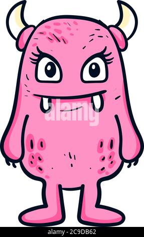Rosa Monster, Illustration, Vektor auf weißem Hintergrund Stock Vektor