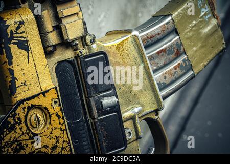 Moderne Waffenserie. US Army Sturmgewehr, Nahaufnahme. Stockfoto