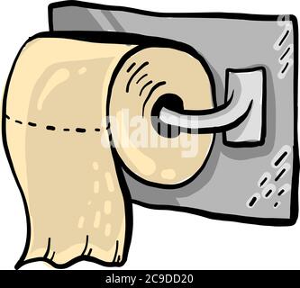 Gelbes Toilettenpapier, Illustration, Vektor auf weißem Hintergrund Stock Vektor