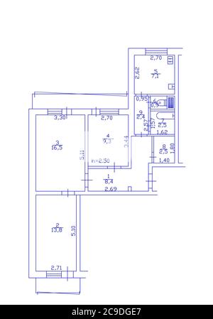 2d-Grundriss. Schwarz-Weiß-Grundriss. Grundriss. Illustration Grundriss. Stockfoto