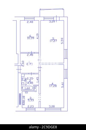 2d-Grundriss. Schwarz-Weiß-Grundriss. Grundriss. Illustration Grundriss. Stockfoto