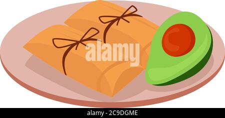 Leckere Tamale, Illustration, Vektor auf weißem Hintergrund Stock Vektor