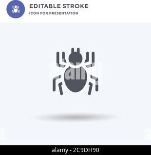 Tarantula Icon Vektor, gefüllt flaches Zeichen, solides Piktogramm isoliert auf weiß, Logo-Illustration. Tarantula Symbol für die Präsentation. Stock Vektor