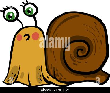 Überrascht Schnecke, Illustration, Vektor auf weißem Hintergrund Stock Vektor