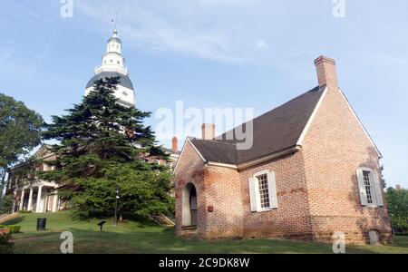 Das Old Treasury Building am State Circle im historischen Annapolis, Maryland Stockfoto