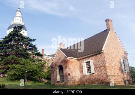 Das Old Treasury Building am State Circle im historischen Annapolis, Maryland Stockfoto