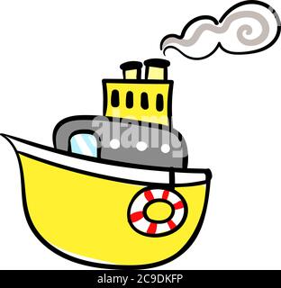 Gelbes Segelschiff, Illustration, Vektor auf weißem Hintergrund Stock Vektor