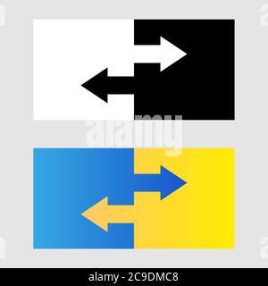 Symbol für Datenübertragung. Zwei Übertragungspfeile. Schwarz-Weiß und Verlaufssymbol. Logo-Konzept übertragen Stock Vektor