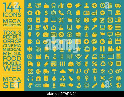 Set Von Symbolen, Qualität Universal Pack, Big Icon Collection Vektor Design Eps 10 Stock Vektor
