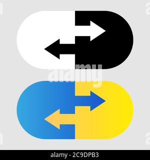 Symbol für Datenübertragung. Zwei Transferpfeile in Kapsel. Schwarz-Weiß und Verlaufssymbol. Logo-Konzept übertragen Stock Vektor