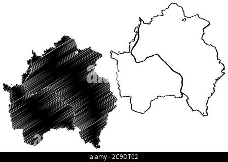 Anyang City (Südkorea, Republik Korea, ROK, Provinz Gyeonggi) Karte Vektorgrafik, Skizze der Stadt Anyang Karte Stock Vektor