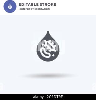 Wasserverschmutzung Symbolvektor, gefülltes flaches Zeichen, solides Piktogramm isoliert auf weiß, Logo-Illustration. Symbol für Wasserverschmutzung zur Präsentation. Stock Vektor