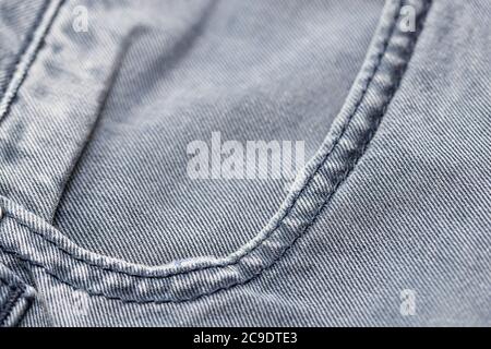 Nahaufnahme der blauen Denim-Textur. Denim Jeans Hintergrund, Raum, um Ihr Design oder Text zu kopieren. Stockfoto