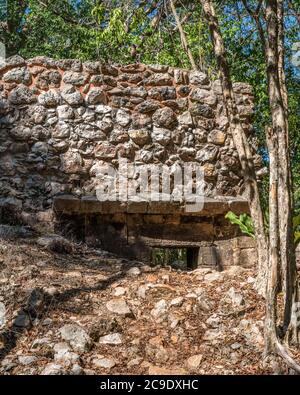 Die Ruinen der Maya-Stadt Sayil sind Teil der prähispanischen Stadt Uxmal UNESCO-Weltkulturerbe-Zentrum in Yucatan, Mexiko. Stockfoto