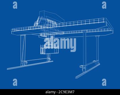 Umriss des Portalbehälters auf der Schiene Stock Vektor