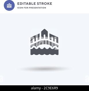 Rialto Bridge Icon Vektor, gefülltes flaches Schild, solides Piktogramm isoliert auf weiß, Logo Illustration. Rialtobrücke Ikone für Präsentation. Stock Vektor