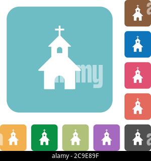 Weiße flache Symbole auf abgerundeten quadratischen Hintergründen Stock Vektor