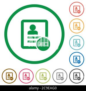 Symbole für flache Kontaktabbildung in runden Umrissen auf weißem Hintergrund Stock Vektor