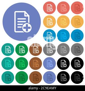 Fügen Sie ein neues Dokument mehrfarbige flache Symbole auf runden Hintergründen. Inklusive weißen, hellen und dunklen Symbolvarianten für schweben und aktive Statuseffekte, ein Stock Vektor