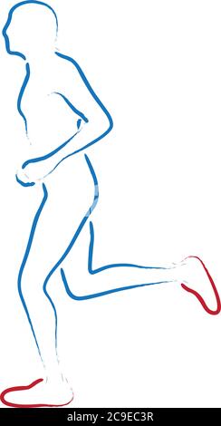 Eine schematische Darstellung einer Person, die läuft Stock Vektor
