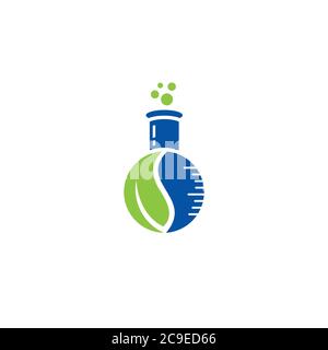 Logo/Icon-Design für Blatt- und Laborflaschen Stock Vektor