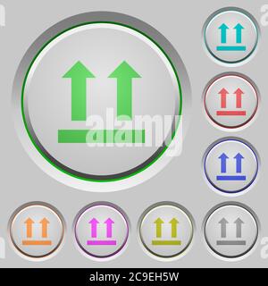 Side up sign color icons on sunk push buttons Stock Vektor