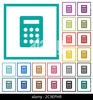 Flache Farbsymbole mit Quadrantenrahmen auf weißem Hintergrund Stock Vektor