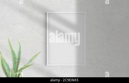 Rahmen auf einer Wand Mockup 3d-Rendering Stockfoto