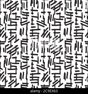 Vektor abstrakt strukturiert unregelmäßig malen Strich Pinsel Muster. Modernes Grunge-Design. Lebhaft, handgezeichnet, in Bewegung, modernes Pinseldesign auf weißem Hintergrund. Oberflächenmuster. Stock Vektor