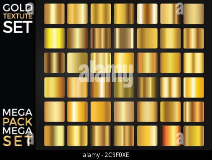 Vektor-Set von Gold Gradienten, Golden Squares Collection, Texturen Gruppe EPS 10 Stock Vektor