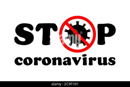 Stoppen Sie Coronavirus Black Text. Coronavirus-Ausbruch in China. Der Kampf Gegen Das Coronavirus. Chinesische Vorsicht Coronavirus 2019-nCoV. Coronaviruszelle (ME Stockfoto