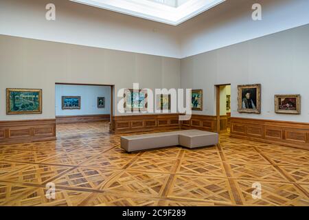 Reinhart Collection gegründet von Oskar Reinhart in Winterthur, Schweiz. Das Galerie-Gebäude der Sammlung Oskar Reinhart. Hier treten alte Meister in Dialog mit französischen Impressionisten. Die Aufhängung entspricht den Spezifikationen ihres Sammlers Stockfoto