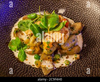 Gourmet-Gericht von Küchenchef Marc Homberger vom Hotel Florhof, Zürich, Schweiz Stockfoto