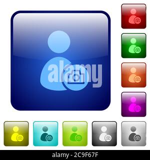 Bilsymbole für Kontoprofile in abgerundeter quadratischer Farbe, glänzend, mit Knöpfen versehen Stock Vektor