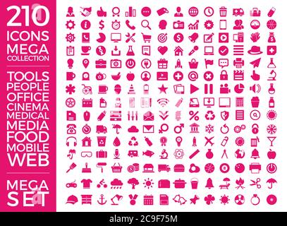Set Von Symbolen, Qualität Universal Pack, Big Icon Collection Vektor Design Eps 10 Stock Vektor