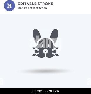 Kaninchen-Symbolvektor, gefülltes flaches Zeichen, solides Piktogramm isoliert auf Weiß, Logo-Illustration. Kaninchen-Symbol für Präsentation. Stock Vektor
