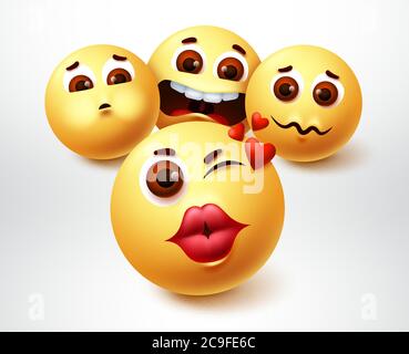 Smiley emoji schöne Charakter Vektor-Design. Emojis Smiley von Freiern Emoticon in Pouty Lippen mit Freier in Liebe Element in weißem Hintergrund. Vektor Stock Vektor